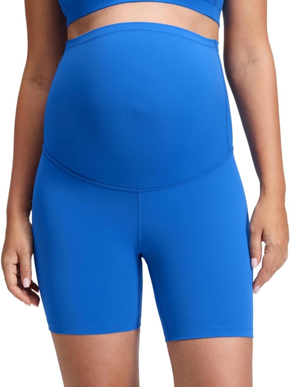CRZ YOGA High-Waist Maternity Bike Shorts - Blue